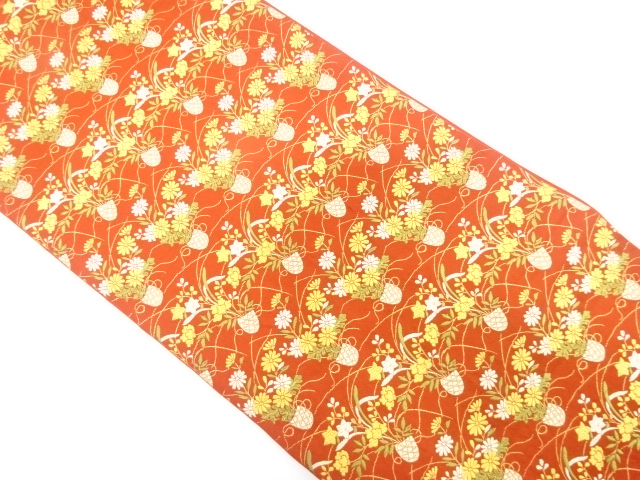 花籠模様織り出し　袋帯